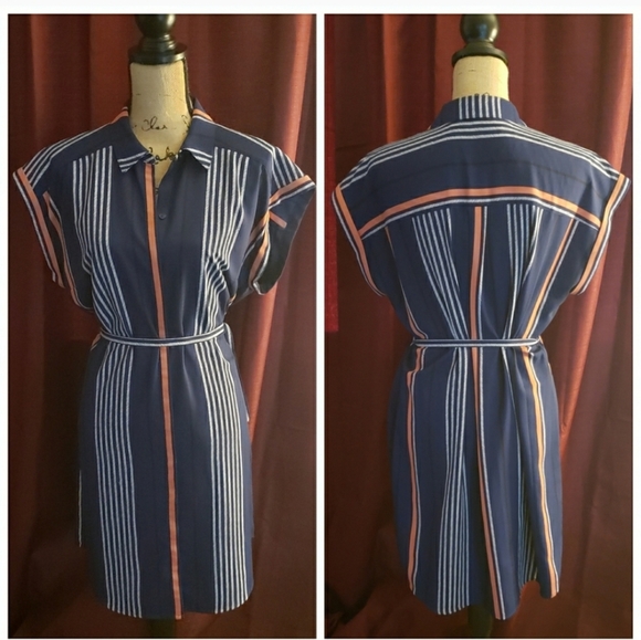 Express Dresses & Skirts - Express Striped Button Down Collared Shirt Dress